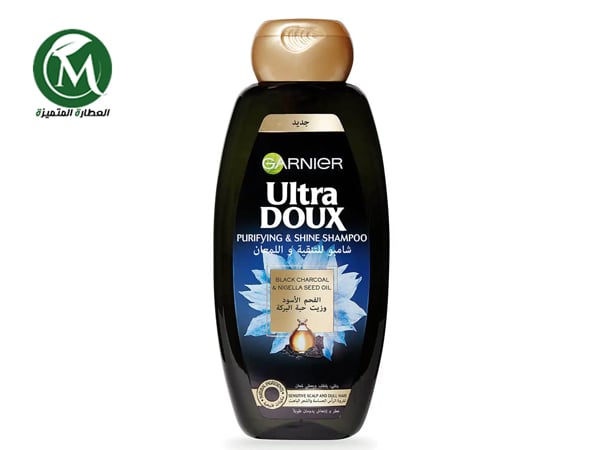 ultra doux شامبو للتنقية واللمعان بالفحم الاسود وزيت حبة البركه