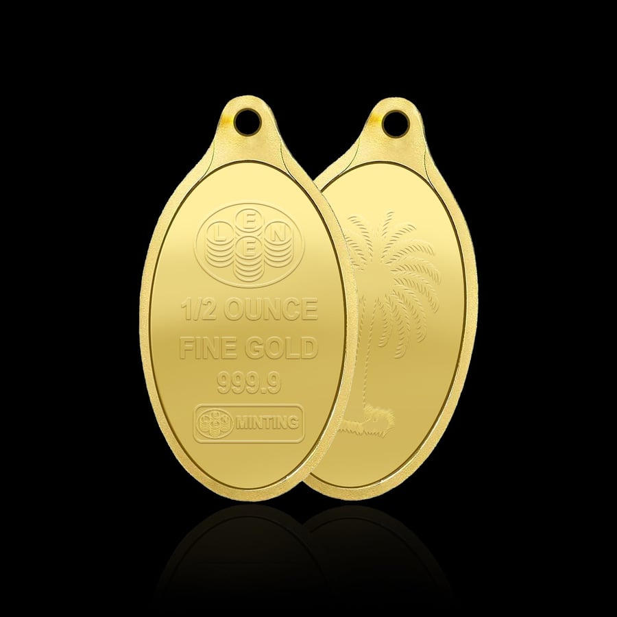Half ounce oval pendant bar 15.85 grams