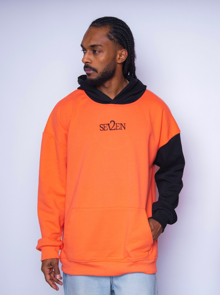 2SEVEN Oversize Hoodie - Orange & Black