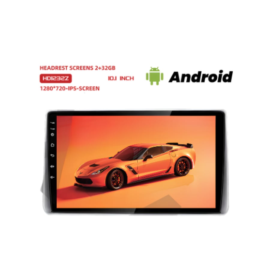 شاشة خلفية لمسند الرأس للسيارة بنظام أندرويد (Android) مقاس 10.1 إنش بدقة HD IPS - ذاكرة 2GB+32GB (طراز HD1232Z)