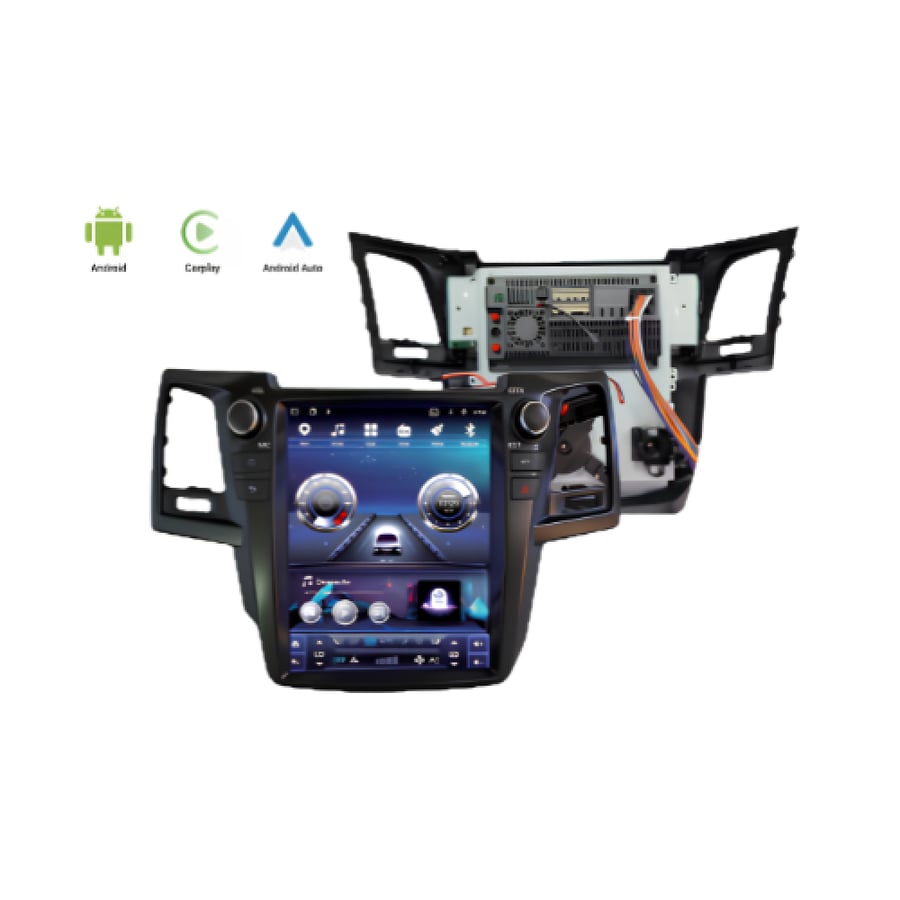 شاشة سيارة تويوتا فورتشنر (TOYOTA Fortuner 2007–2016) عمودية مقاس 12.1 بوصة - نظام أندرويد 14 ولوحة أم TS10 رام 4GB ودعم CarPlay و Android Auto