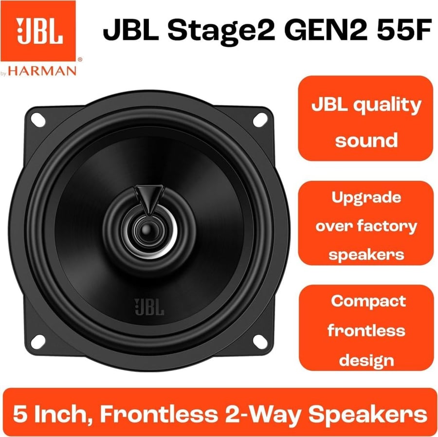 طقم سماعات سيارة JBL Stage2 55F - مقاس 5.25 بوصة بقدرة 400 واط (بدون شبك)