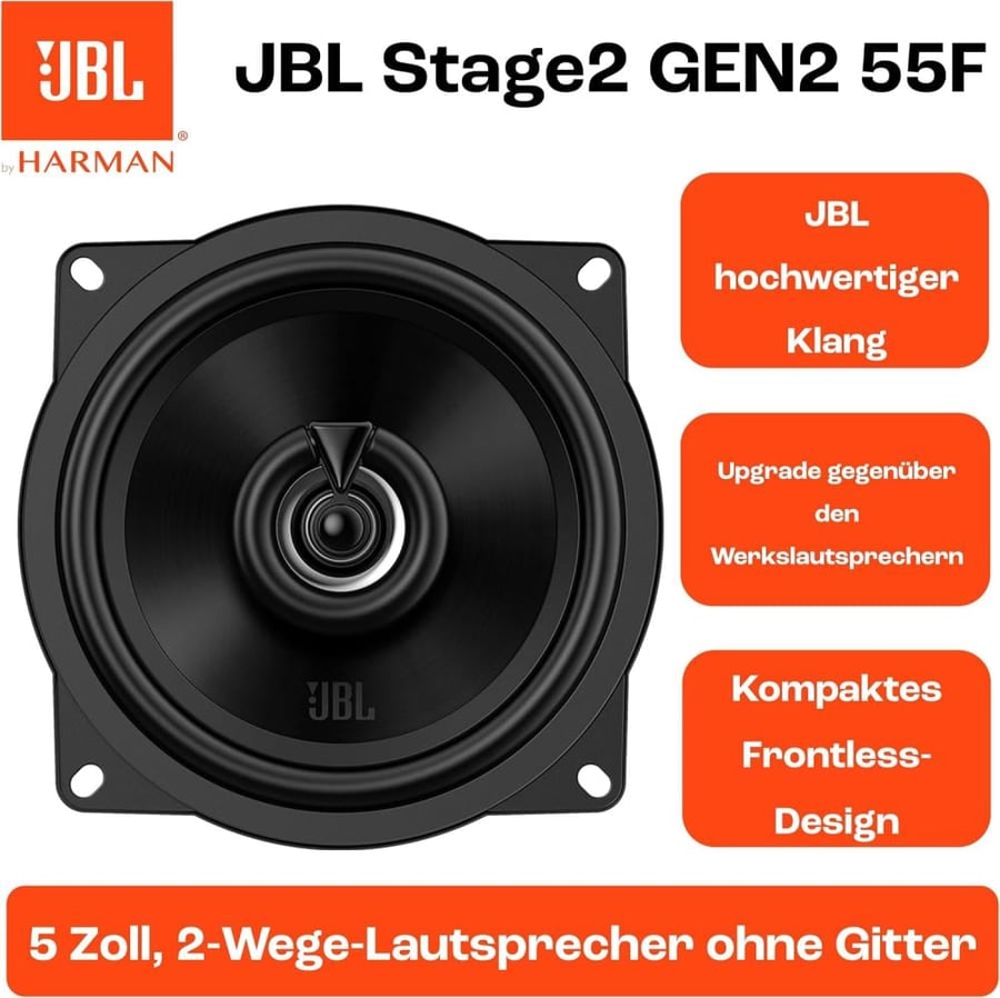 طقم سماعات سيارة JBL Stage2 55F - مقاس 5.25 بوصة بقدرة 400 واط (بدون شبك)