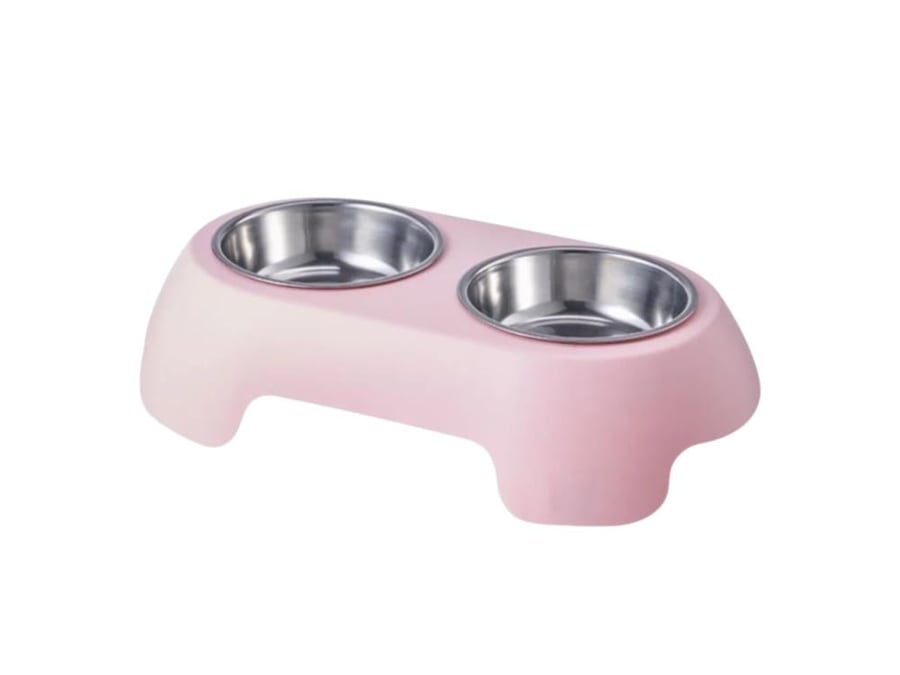 Double stainless steel food plate pink