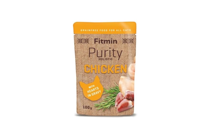 فيتمين بيوريتي طعام متكامل خال من الحبوب بنكهة الدجاج مع القلوب في المرق 100 جم