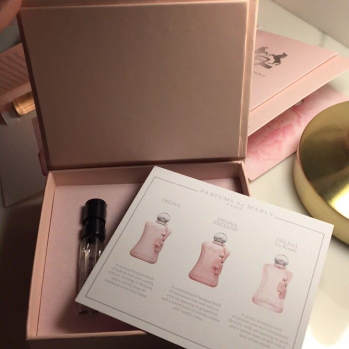 A luxurious box of Delina de Marly perfume