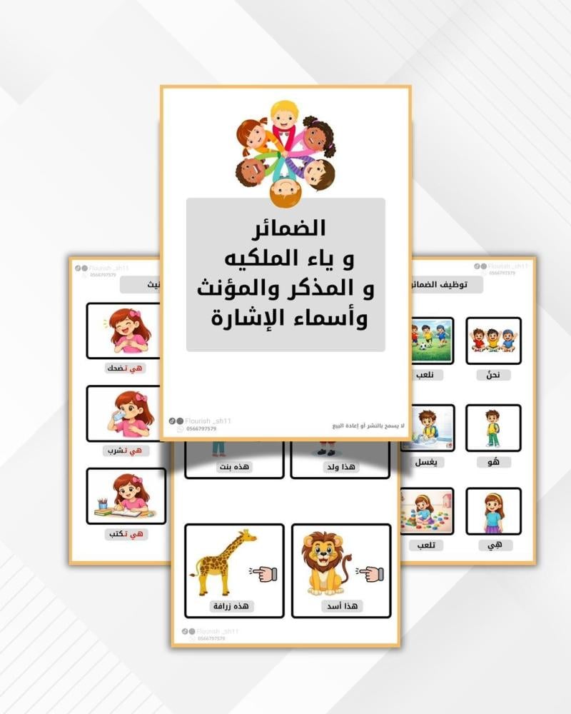 الضمائر و ياء الملكية والمذكر والمؤنث و أسماء الإشارة