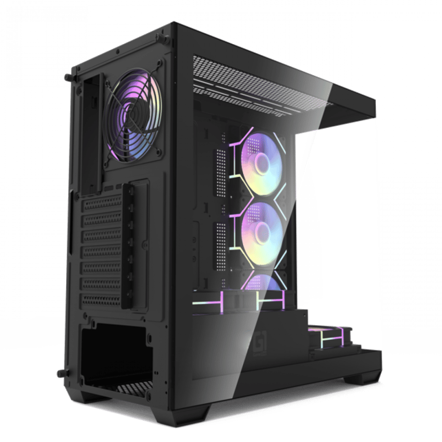 GameOne Phantom X7 Gaming Case - كيس قيمنق جيم ون فانتوم X7 بـ 7 مراوح ARGB - أسود