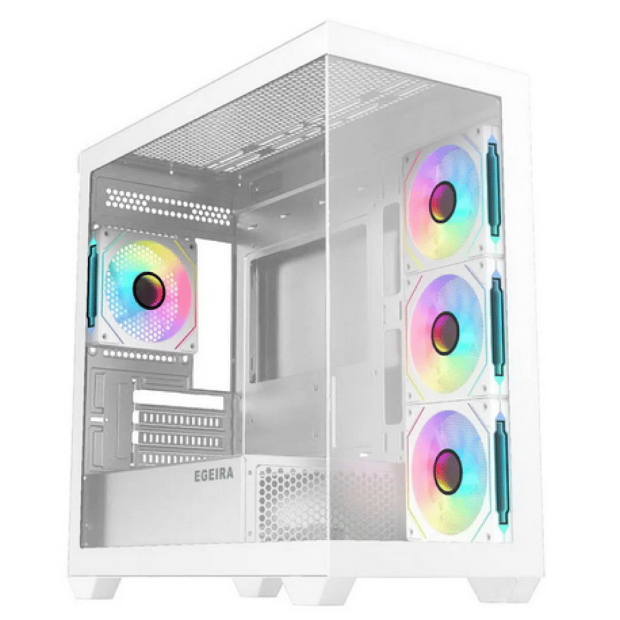 Egeira Atom White Case 4 ARGB Fans - كيس إيجيريا أتوم أبيض بـ 4 مراوح