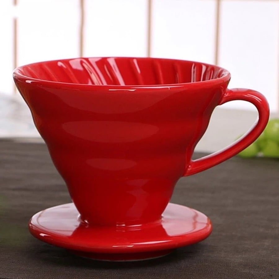 قمع V60 سيراميك أحمر جذاب - مقاس 02