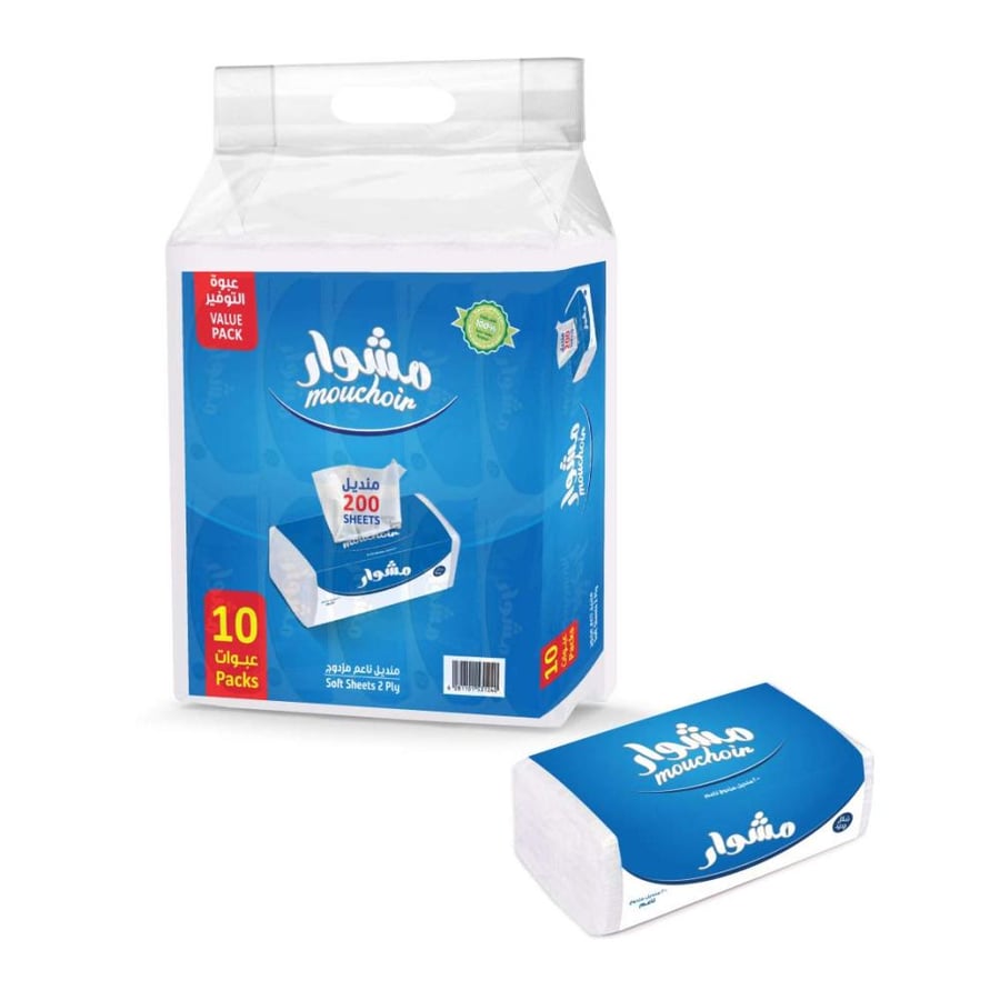 Mouchoir Facial Tissues 160 Sheets X 2 Ply, 10 Pieces - Pack