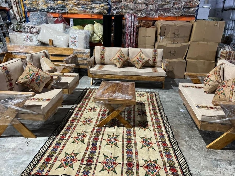 طقم جلسة خارجية كراسي خشب