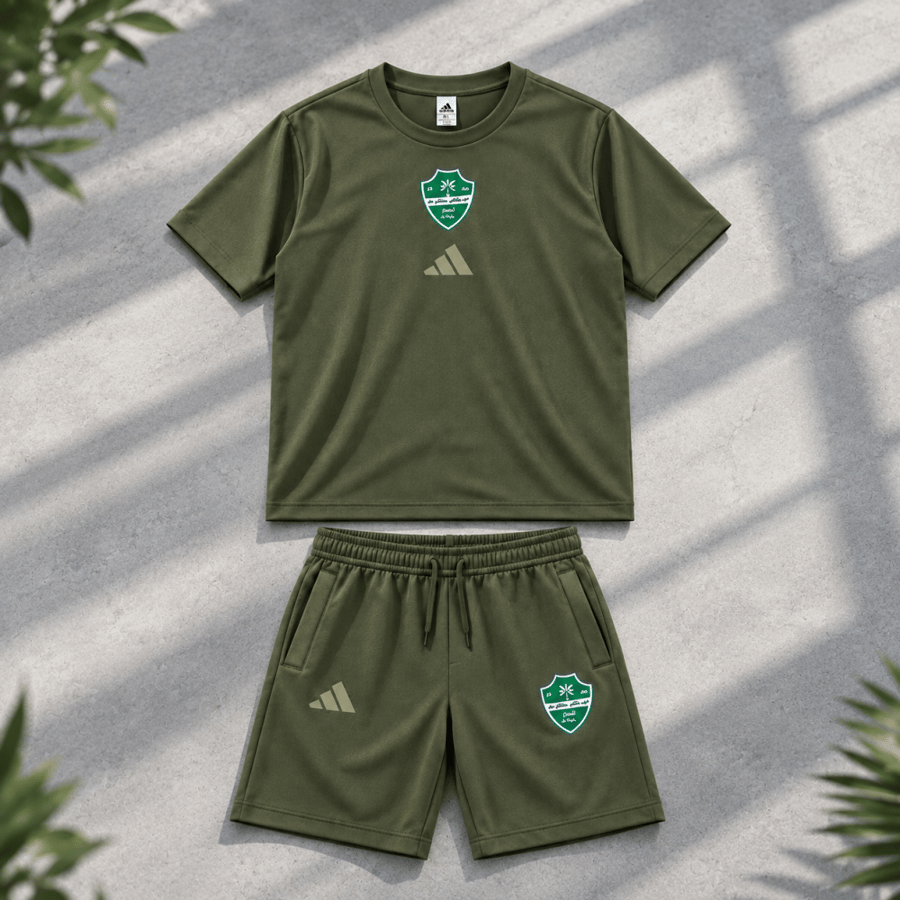 طقم الاهلي الزيتي سفر تيشرت +شرت