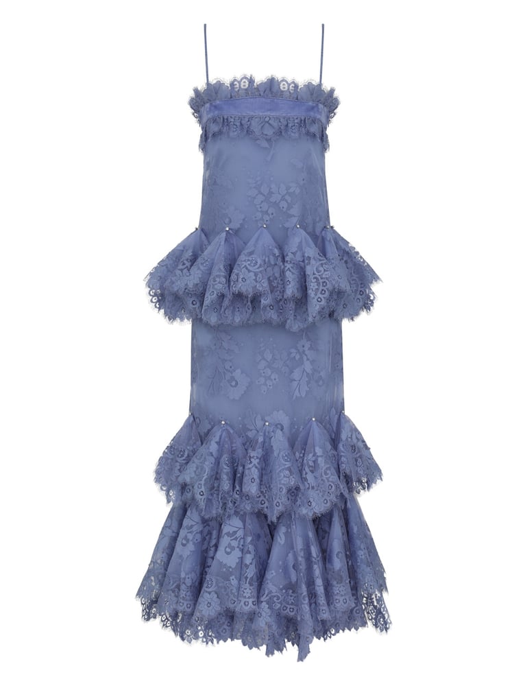 فستان Eden Lace Handkerchief الأزرق - أمامي