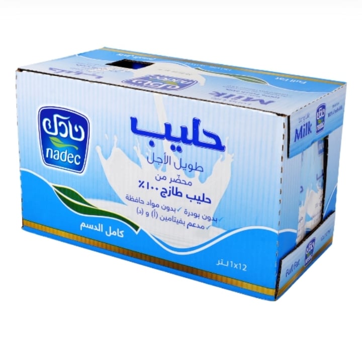 كرتون حليب نادك كامل الدسم 12 حبه 1لتر