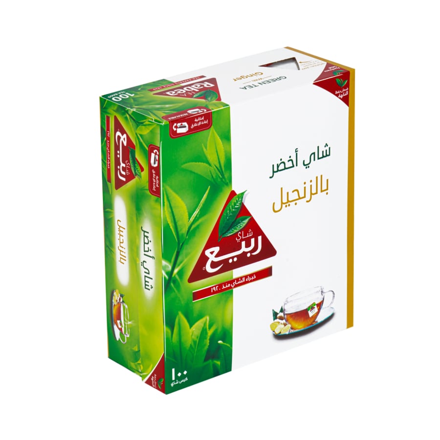 شاي ربيع أخضر بالزنجبيل ظروف 100 كيس
