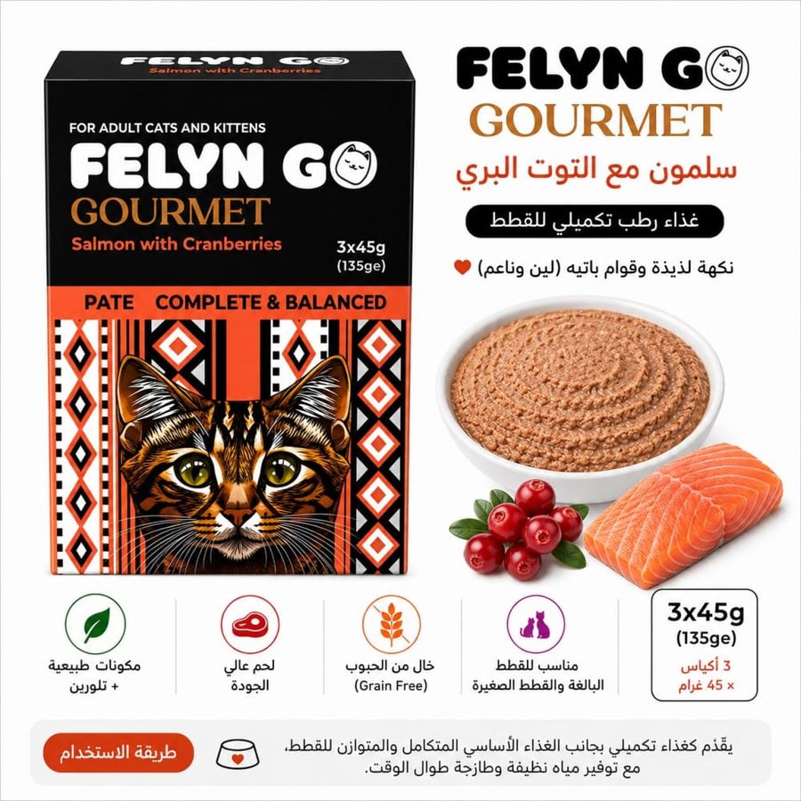 FELYN GO Gourmet – سلمون مع التوت البري للقطط