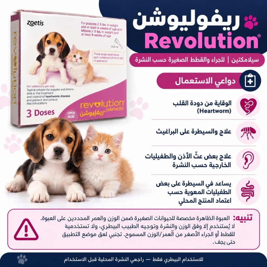 ريفوليوشن سيلامكتين للجراء والقطط الصغيرة 0.25 مل – 3 جرعات