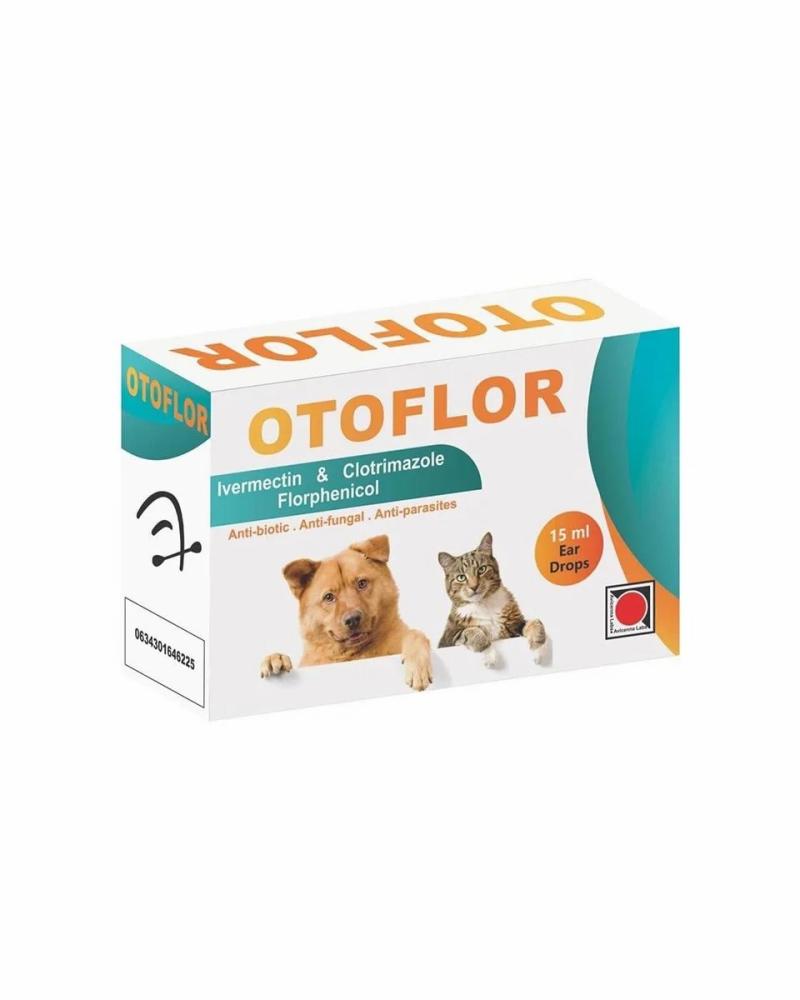 Otiflora drops for cats and dogs for treating ear infection and for treating fungi and parasites - 15ml