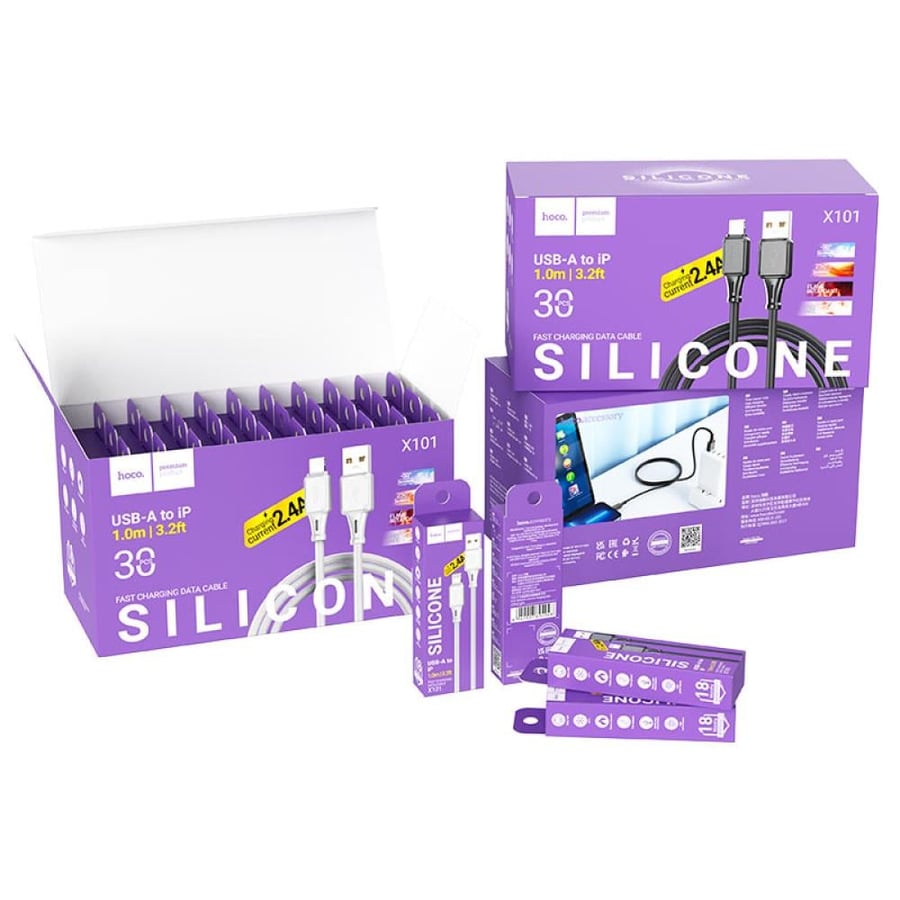 شاحن أيفون هوقو hoco silicone USB-A to ip