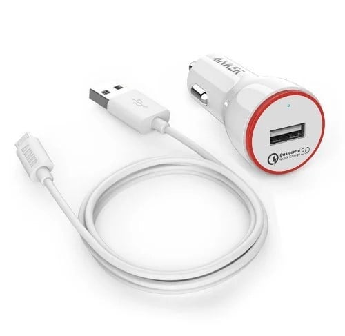 شاحن سيارة يو اس بي مع كيبل anker powedrive+1&micro usb cable