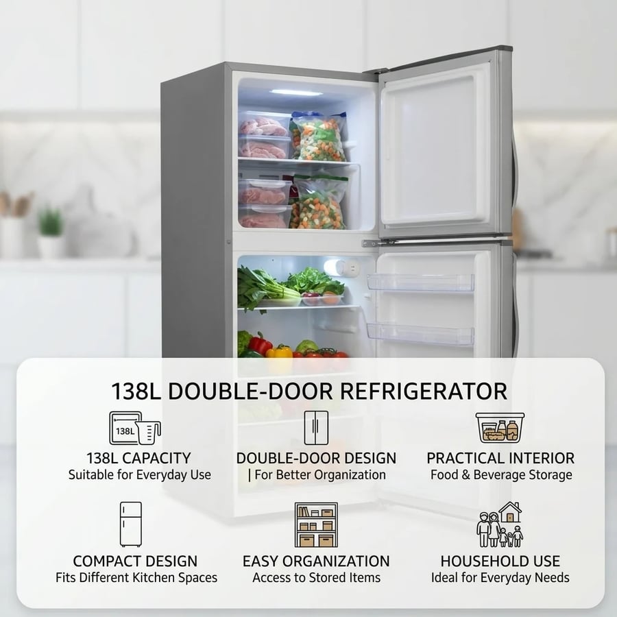 IMPEX 138L Double Door Refrigerator