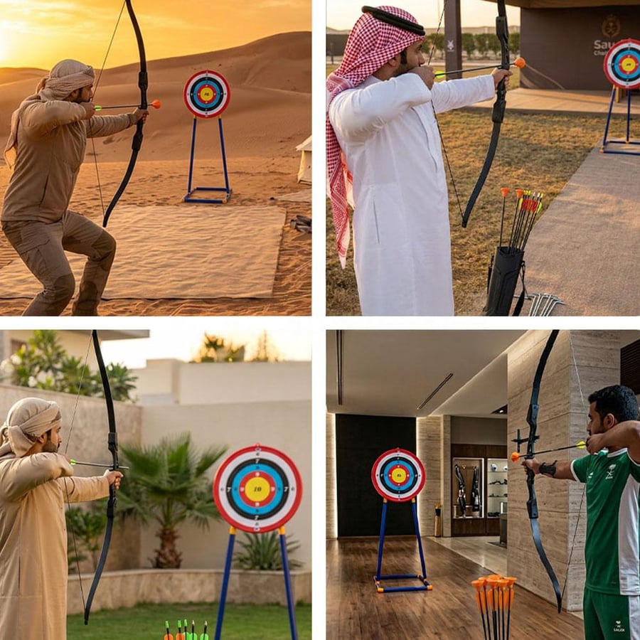 طقم رماية قوس وسهم احترافي 32 إنش قوس 30 رطل مع 5 سهام وهدف
