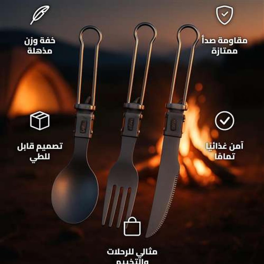 DPT Folding Titanium Cutlery Set 3 Pieces for Lightweight Camping