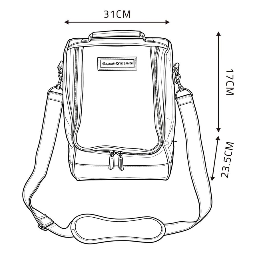 شنطة ترامس صغيرة كاكي 12 لتر مع حزام كتف قابل للتعديل وسحاب ثنائي