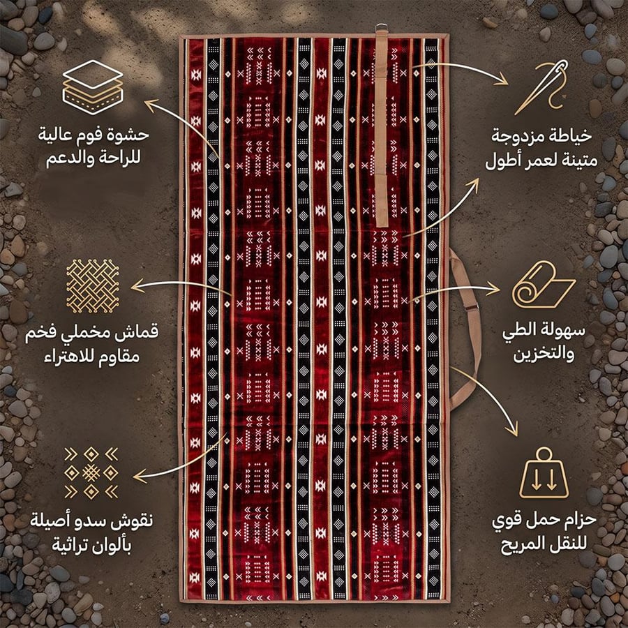 فرشة جلوس مبطنة بالاسفنج 1*2.2 م،راحة ودعم ممتاز للجسم،ضمان سنتان