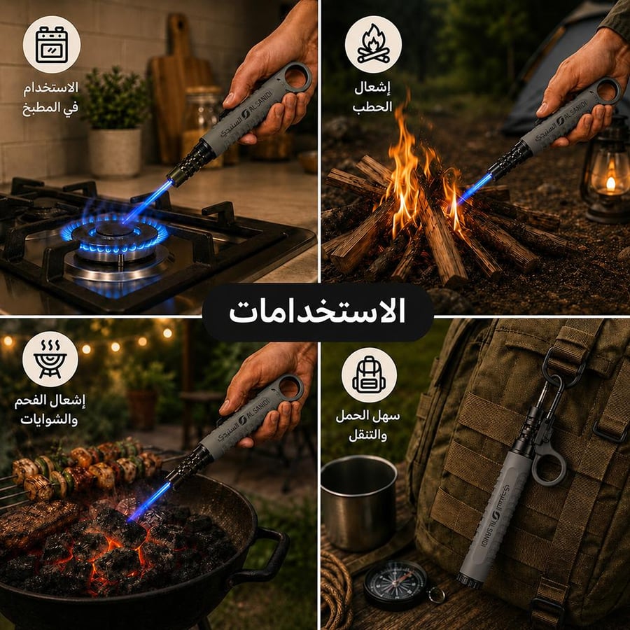 ولاعة كهربائية تشعل موقد ا بالغاز وتساعد في إشعال الحطب والشوايات