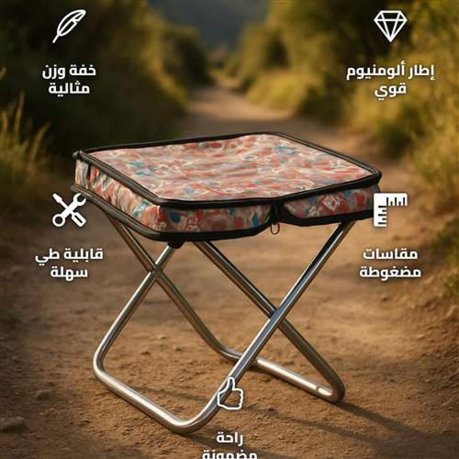 Folding Travel Chair with Aluminum Frame, Supports 100 kg, Lightweight