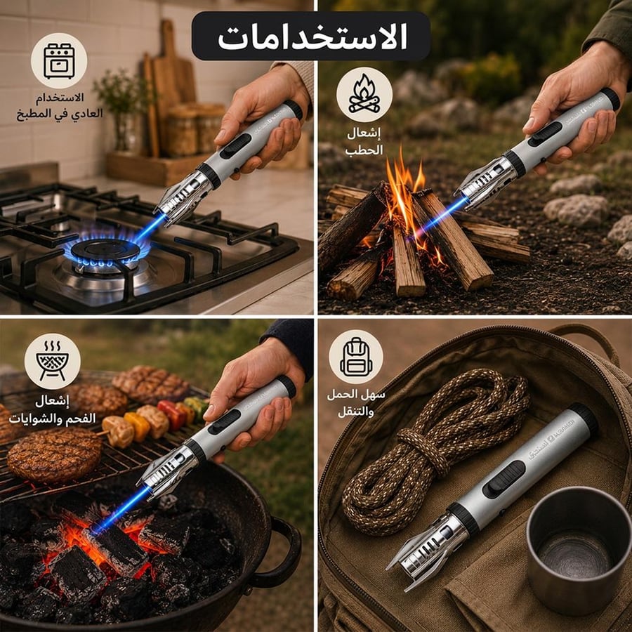 إشعال المواقد والشموع باستخدام ولاعة الإشعال بلهب قوي ومرن من السنيدي