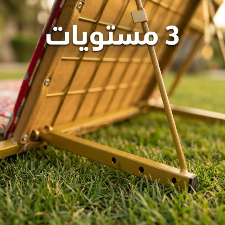 تظهر تفاصيل حامل ظهر قابل للتعديل بثلاث مستويات على العشب م عزز بإطار