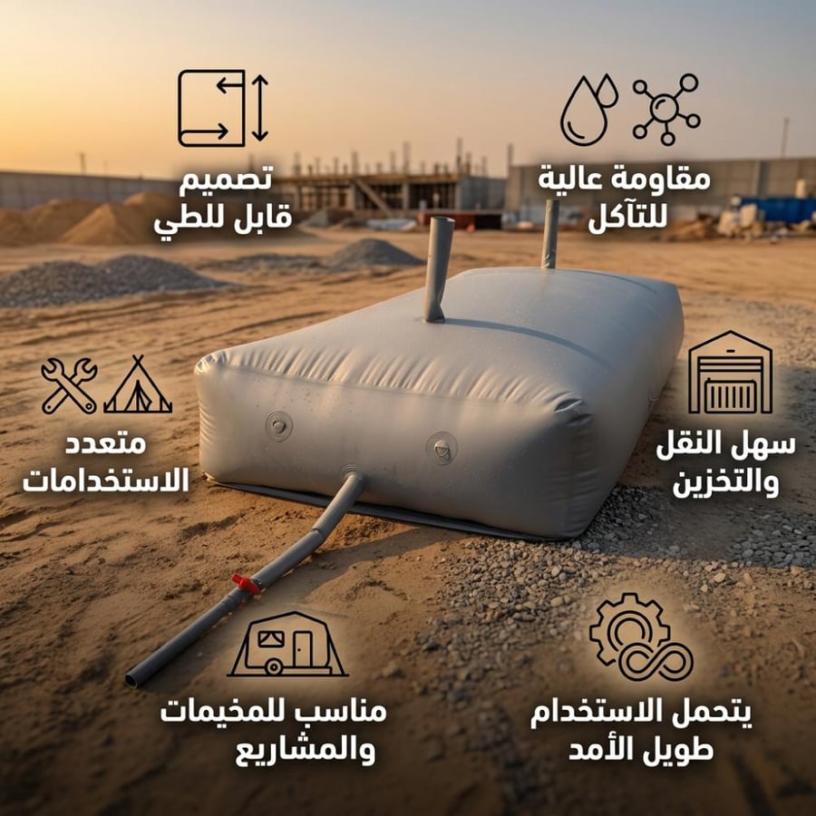راوية ماء رمادية مقاومة للتآكل والسعة 900 لتر مع تصميم قابل للطي