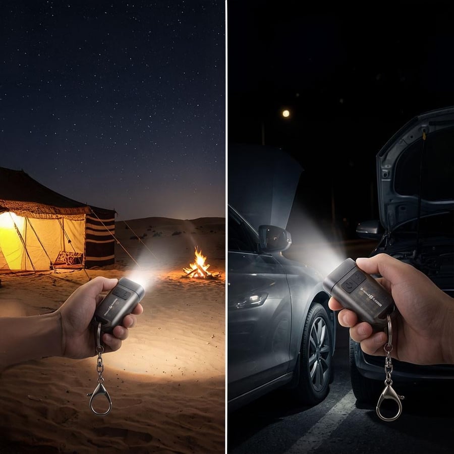 كشاف LED صغير ي ستخدم لإضاءة المخيمات والسيارات يظهر في وضع الطوارئ