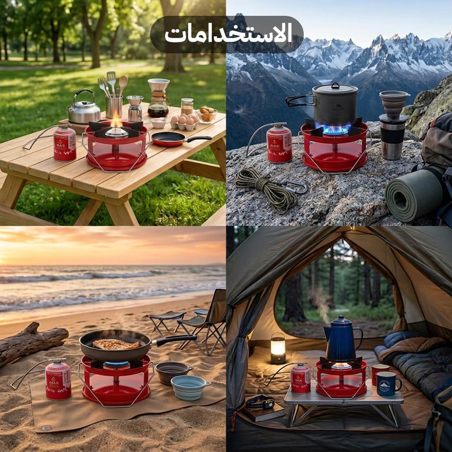 موقد غاز للرحلات من السنيدي ي ستخدم في بيئات مختلفة يظهر في مواقع
