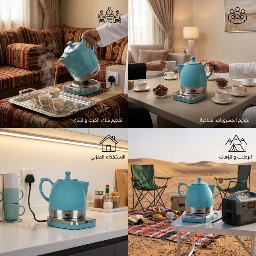 إبريق شاي الكرك من البولي بروبلين سعة 1.2 لتر تركواز للتقديم