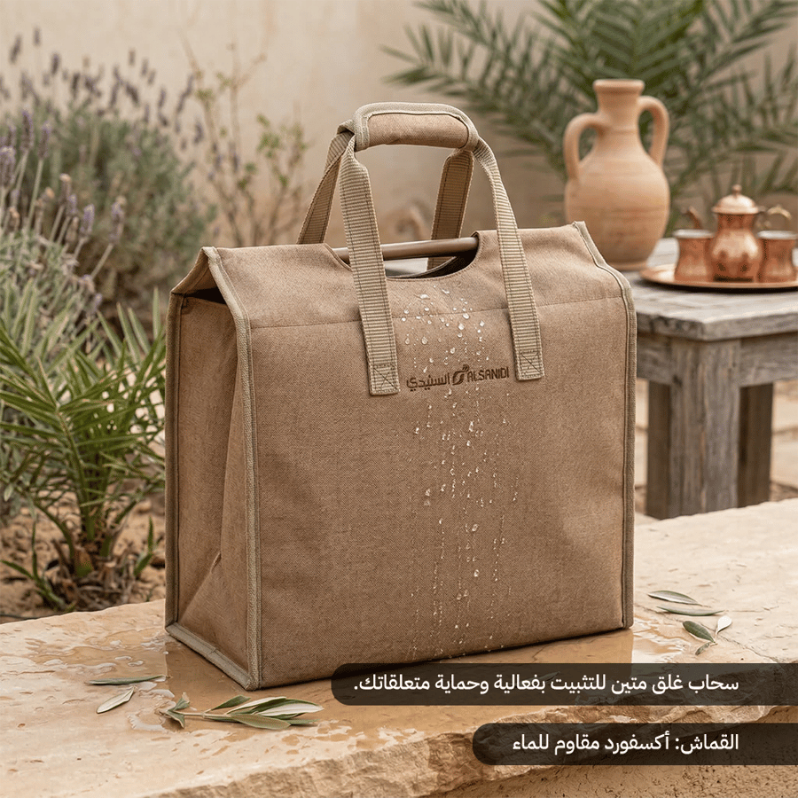 شنطة ترامس معزولة من السنيدي بلون خشبي مقاوم للماء مع تصميم ي ظهر
