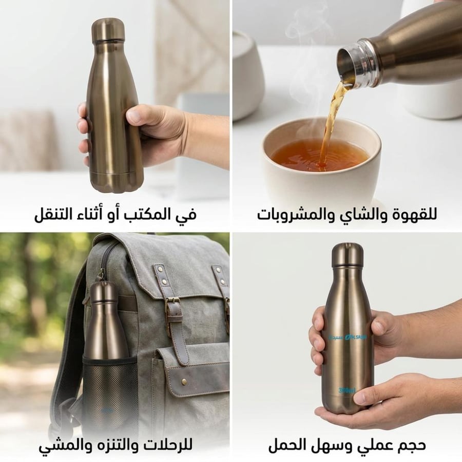 حافظة ستانلس 0 35 لتر للاستخدام المكتبي والتنقل تعزز من التمتع