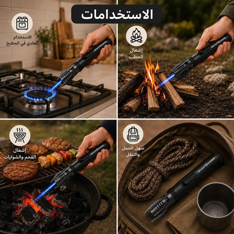 ولاعة إشعال كهربائي سوداء ت ستخدم لإشعال المواقد والشوايات بالفحم
