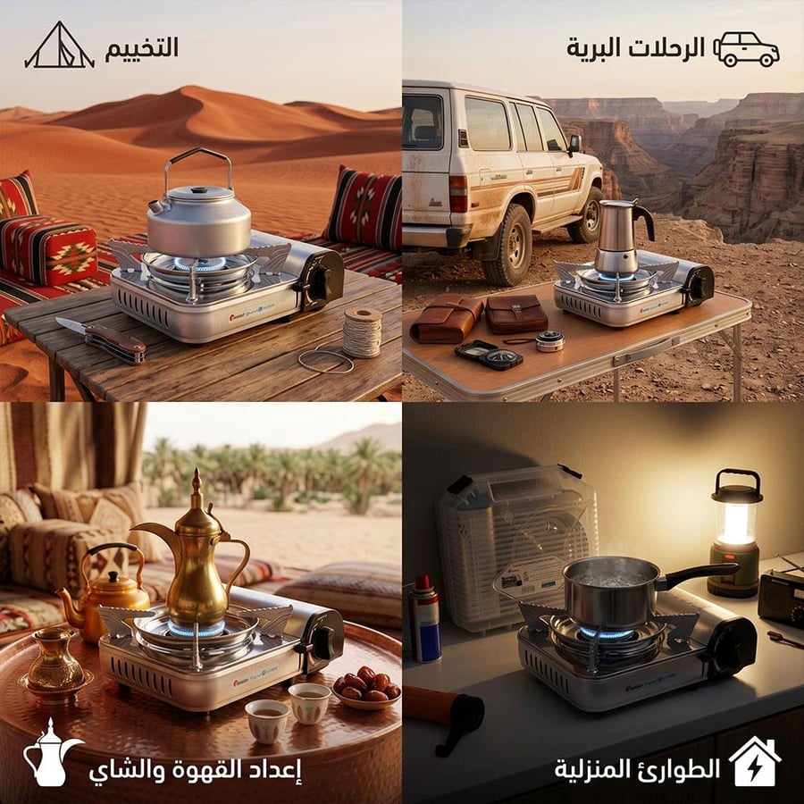 موقد غاز ماكسان يستخدم للتخييم والرحلات البرية وتحضير القهوة في