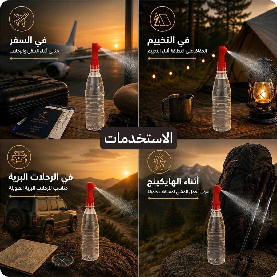 رأس شطاف سيليكون طبي أحمر مثالي للسفر والتخييم والرحلات البرية يوضح