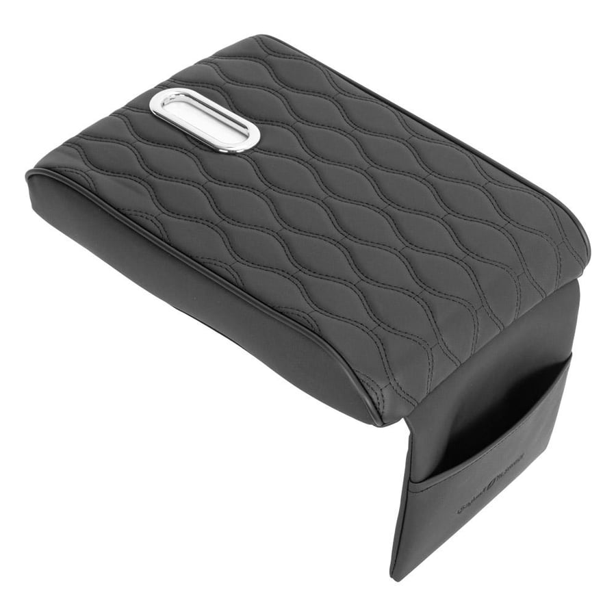 تكاية سيارة جلد أسود من السنيدي مقاس بمسند ذراع مريح وحافظات مناديل