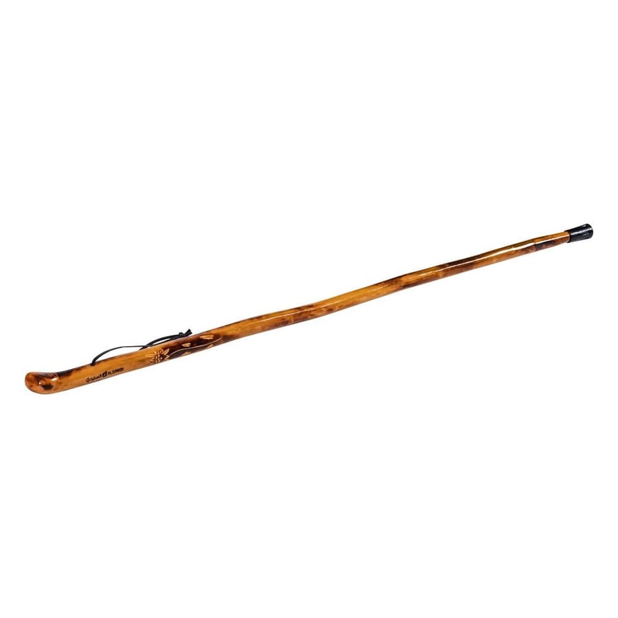 عصا تراثية عكاز خشب صلب بني مقاس 100 سم من السنيدي بمقبض مصقول وطرف
