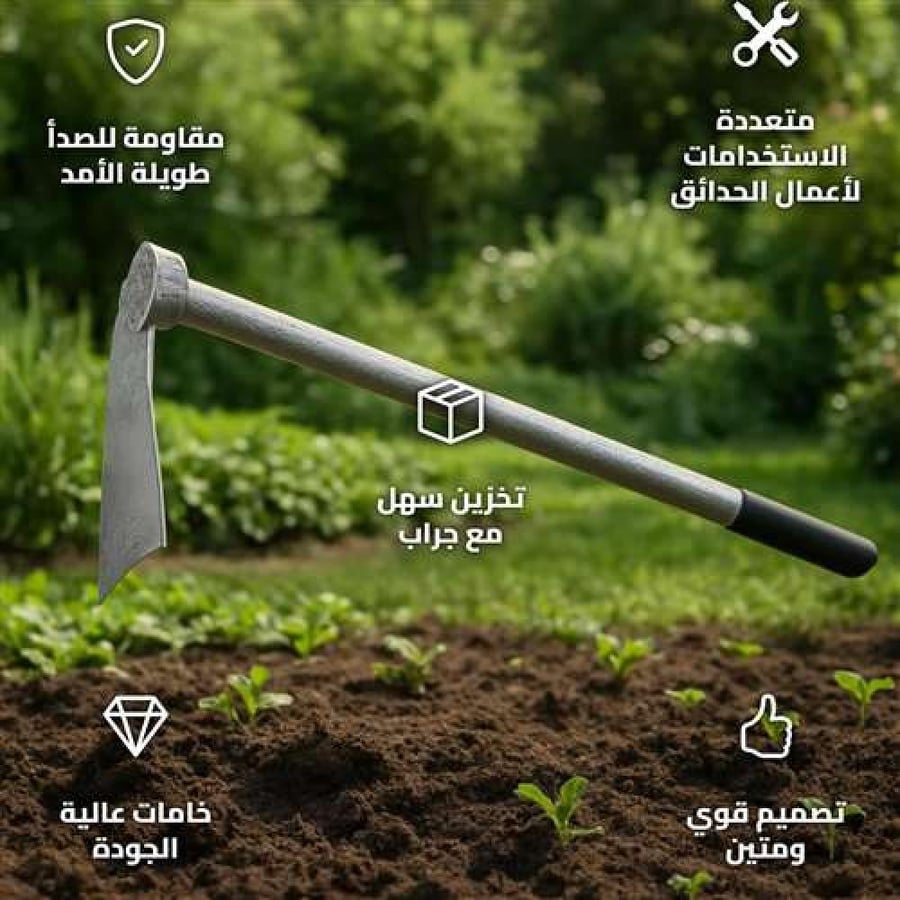 شاكوش مسحاة حديد منجنيز رصاصي 93 سم للبناء والزراعة والحدائق