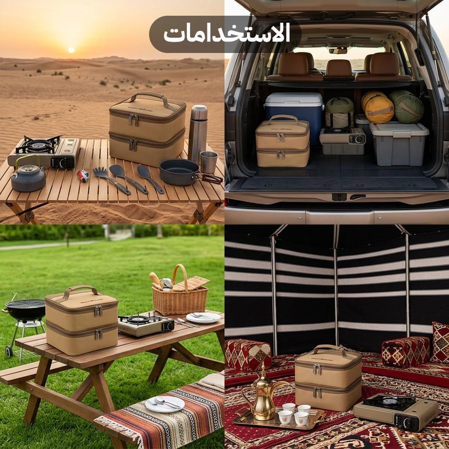 حقيبة تخزين علب الغاز من السنيدي خلال استخدامات رحلات البر والمخيم