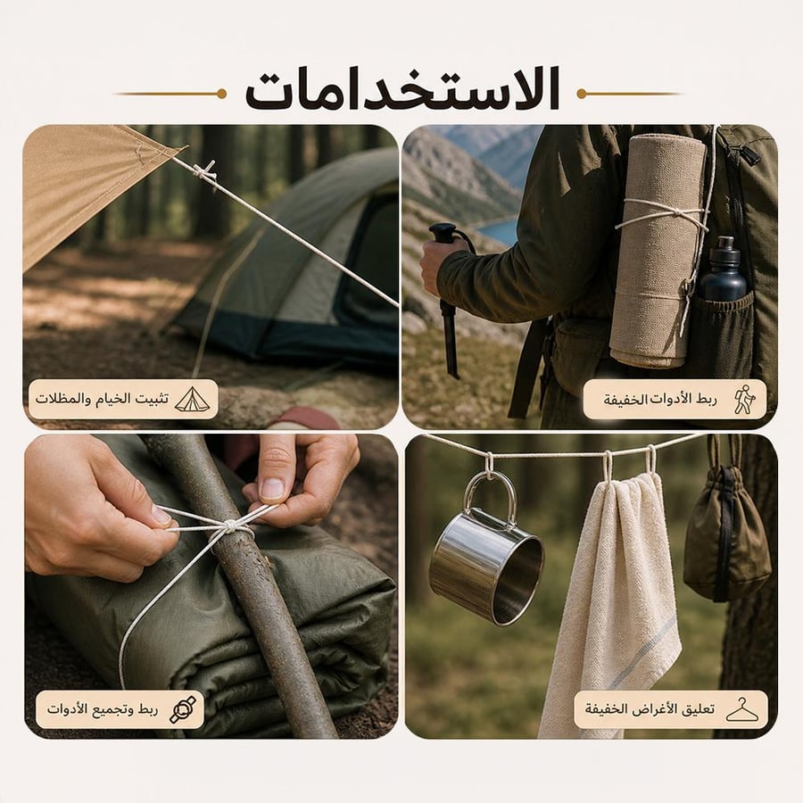 حبل قطن باكستاني أبيض لربط الخيام وتعليق الأغراض بمتانة وخفة مثالية