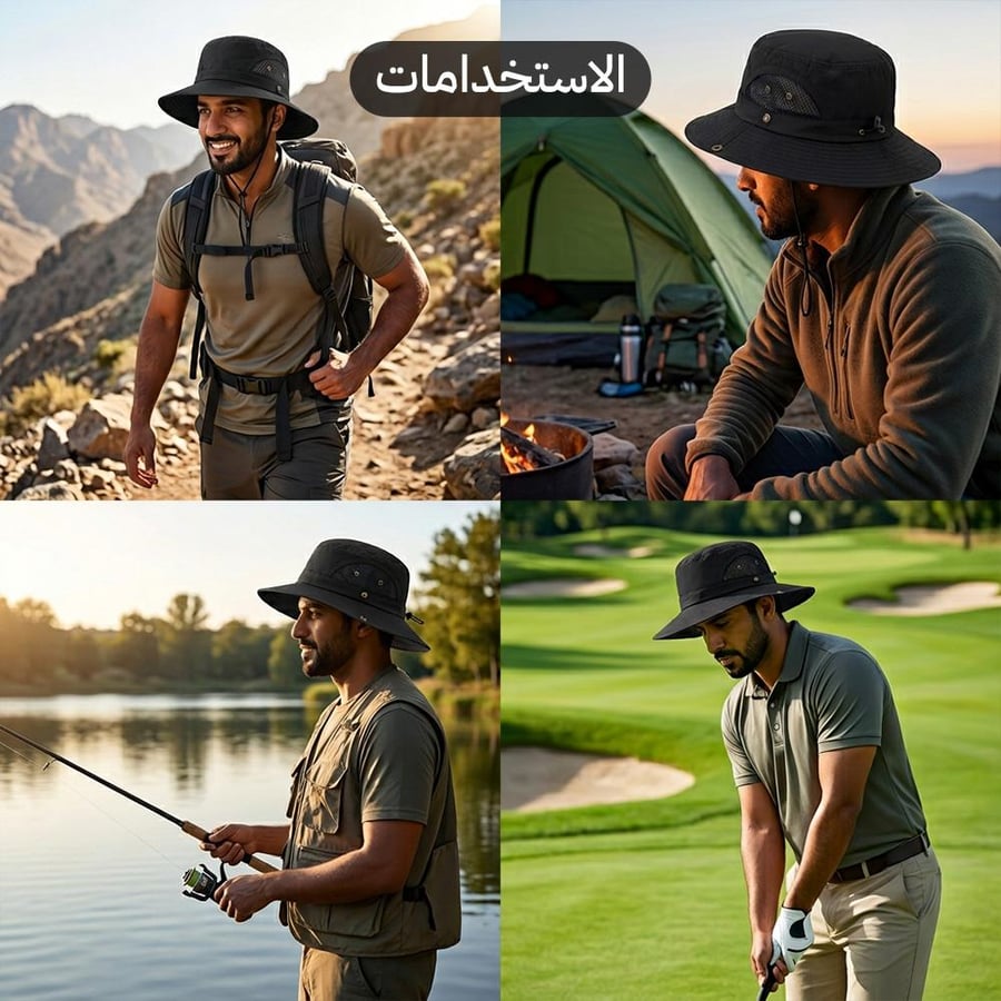 طاقية رأس بالحافة الواسعة للاستخدامات المختلفة مثل التخييم والجولف