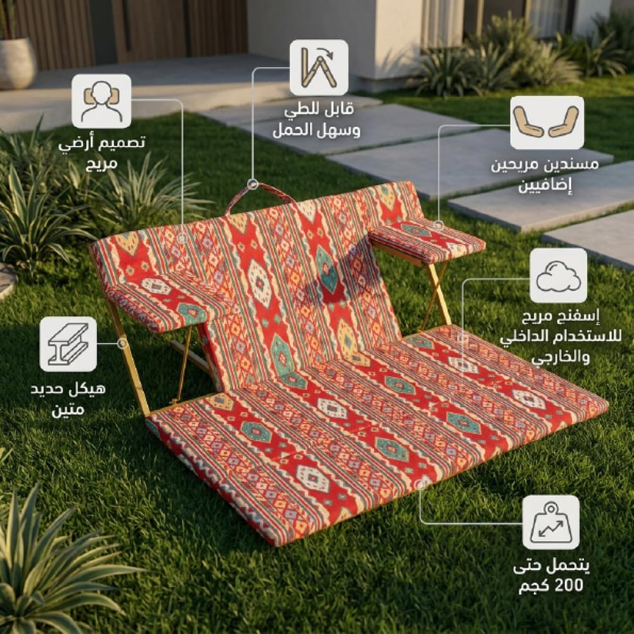 جلسة رحلات خفيفة الوزن بتكاية ظهر ومركاتين قابلة للطي مع تصميم أرضي
